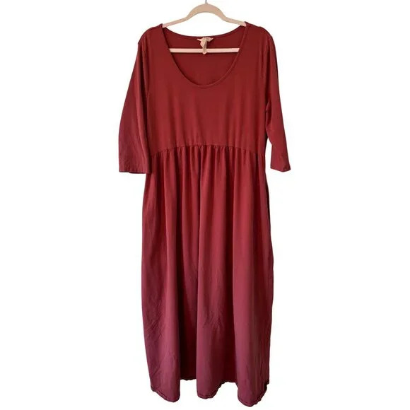 Matilda Jane Joanna Gaines Country Drive Maxi Dress Rust Red 3/4 Sleeve Pockets - Picture 12 of 12